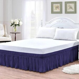 NWT CGK Linens bed skirt ruffled full-12 drop‎ navy blue